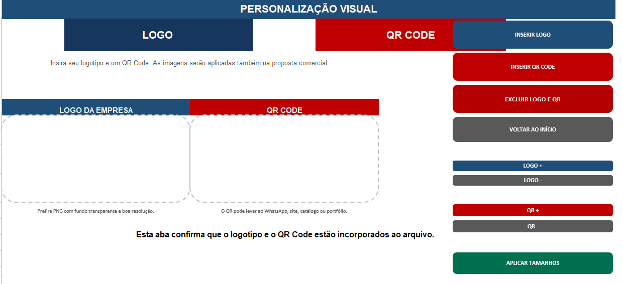 Personalização com logo e QR Code